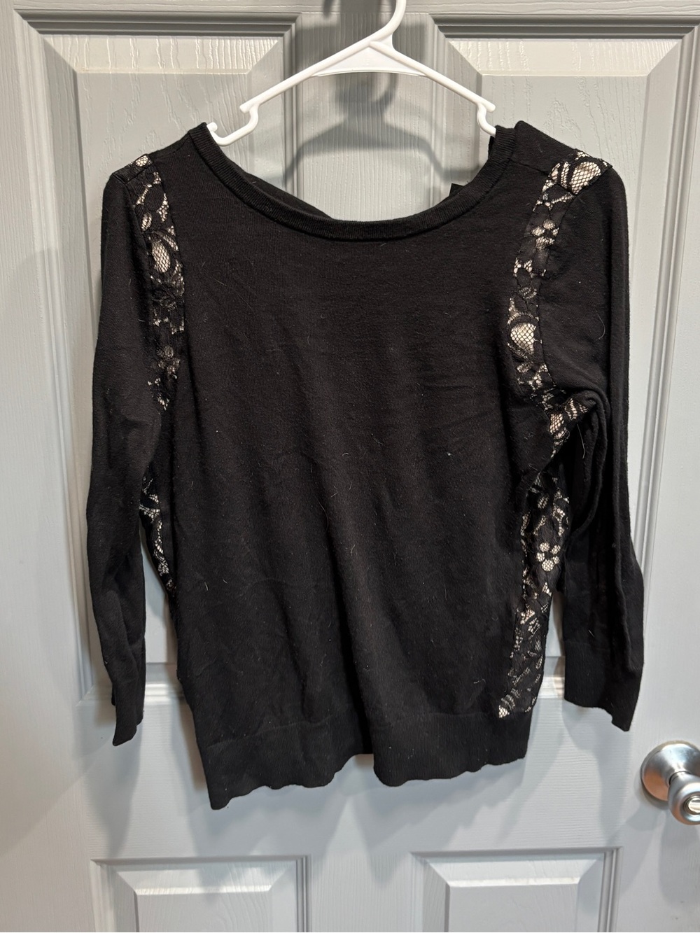 Ann Taylor Black Lace-Trim Pullover Sweater